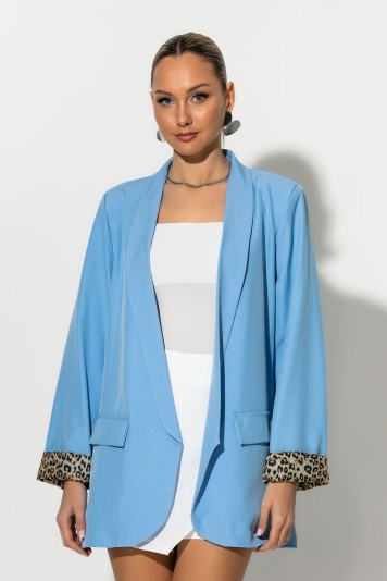 Blazer με φόδρα λεοπάρ baby pink