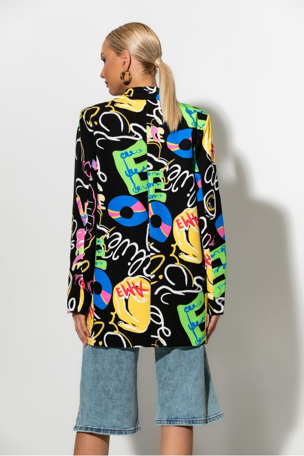 Blazer με graffiti print μαύρο Blazer με graffiti print μαύρο