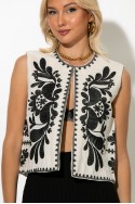 Boho γιλέκο με κεντήματα μπεζ-μαύρο Boho γιλέκο με κεντήματα μπεζ-μαύρο