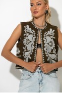 Boho γιλέκο με κεντήματα χακί-εκρού Boho γιλέκο με κεντήματα χακί-εκρού