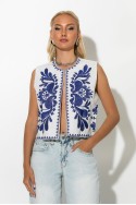 Boho γιλέκο με κεντήματα λευκό-μπλε Boho γιλέκο με κεντήματα λευκό-μπλε