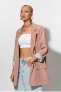 Blazer με ριγέ φόδρα και κουμπί σομον