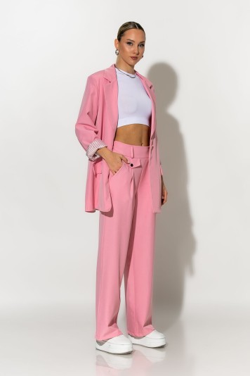 Blazer με ριγέ φόδρα και κουμπί σομον