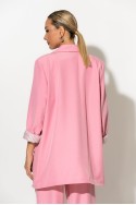 Blazer με ριγέ φόδρα και κουμπί ροζ