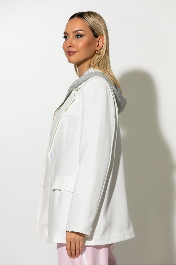 Blazer με φούτερ κουκούλα λευκό Blazer με φούτερ κουκούλα λευκό