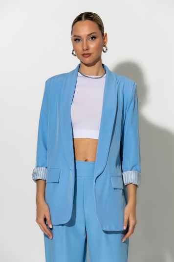 Blazer με ριγέ φόδρα σιελ