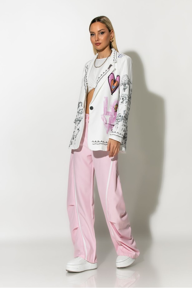 Blazer με print love who you are λευκό Blazer με print love who you are λευκό