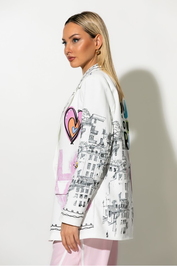 Blazer με print love who you are λευκό Blazer με print love who you are λευκό