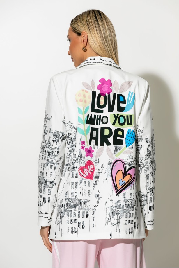 Blazer με print love who you are λευκό Blazer με print love who you are λευκό