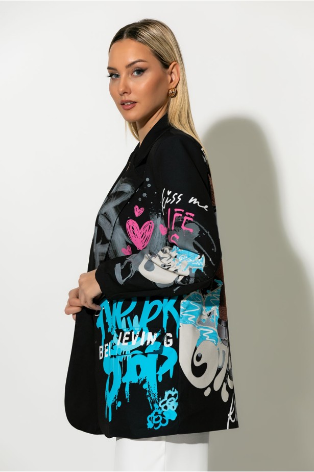 Blazer με print bear μπλε Blazer με print bear μπλε