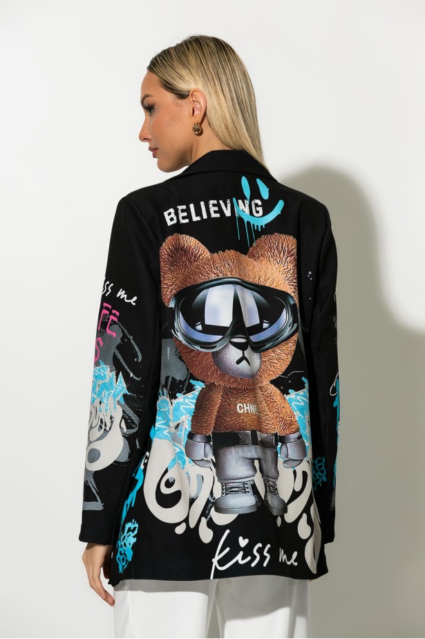 Blazer με print bear μπλε Blazer με print bear μπλε