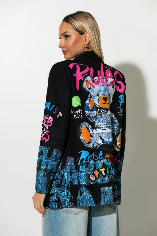 Blazer με print bear μπλε Blazer με print bear μπλε