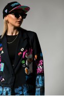 Blazer με print bear rules μαύρο Blazer με print bear rules μαύρο