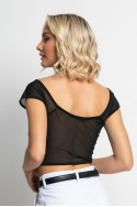 Crop top τύπου κορσέ με διαφάνεια μαύρο Crop top τύπου κορσέ με διαφάνεια μαύρο