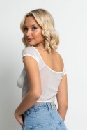 Crop top τύπου κορσέ με διαφάνεια λευκό Crop top τύπου κορσέ με διαφάνεια λευκό
