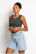 Crop top τιραντέ ριπ μαύρο Crop top τιραντέ ριπ μαύρο