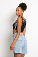 Crop top τιραντέ ριπ μαύρο Crop top τιραντέ ριπ μαύρο