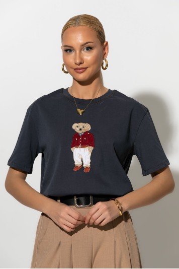 T-shirt με patch bear λευκό