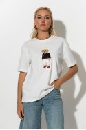 T-shirt με patch bear λευκό T-shirt με patch bear λευκό