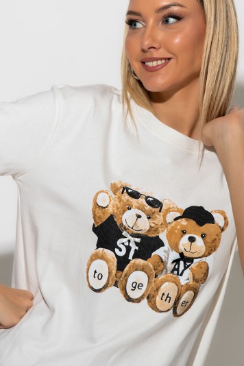 Μπλούζα με στάμπα together bears καφέ