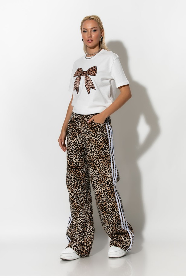 T-shirt με leopard φιόγκο λευκό T-shirt με leopard φιόγκο λευκό