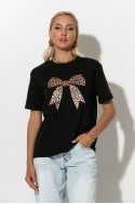 T-shirt με leopard φιόγκο μαύρο