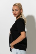T-shirt με leopard φιόγκο μαύρο
