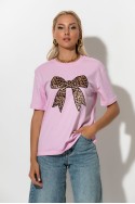 T-shirt με leopard φιόγκο ροζ T-shirt με leopard φιόγκο ροζ