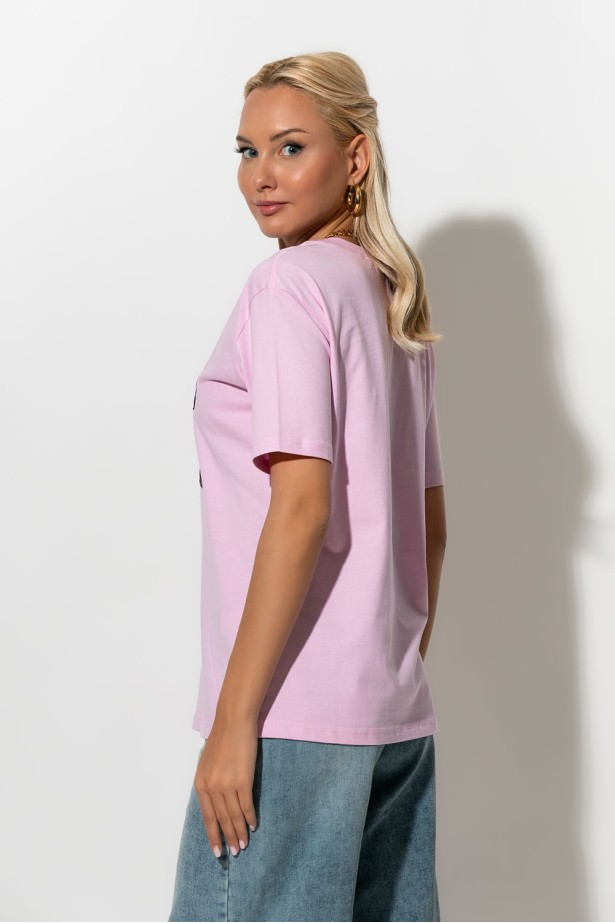 T-shirt με leopard φιόγκο ροζ T-shirt με leopard φιόγκο ροζ