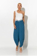 Ριπ crop top με ένα ώμο και κρόσια λευκό Ριπ crop top με ένα ώμο και κρόσια λευκό
