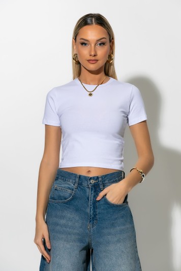 Basic crop top λευκό 