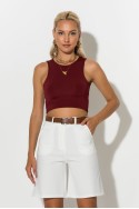 Crop top με παρτούς ώμους μπορντό Crop top με παρτούς ώμους μπορντό
