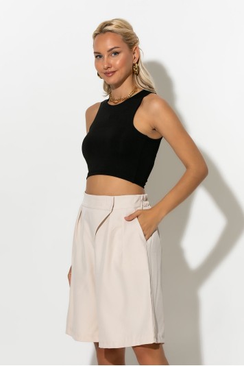 Crop top με παρτούς ώμους λευκό