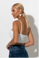 Crop top τιραντέ με φερμουάρ λευκό Crop top τιραντέ με φερμουάρ λευκό