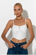 Crop top τιραντέ με φερμουάρ λευκό Crop top τιραντέ με φερμουάρ λευκό