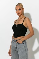 Crop top τιραντέ με φερμουάρ μαύρο Crop top τιραντέ με φερμουάρ μαύρο