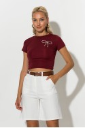 Crop top με φιογκάκια απο πέρλες μπορντό Crop top με φιογκάκια απο πέρλες μπορντό