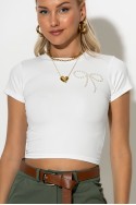 Crop top με φιογκάκια απο πέρλες λευκό