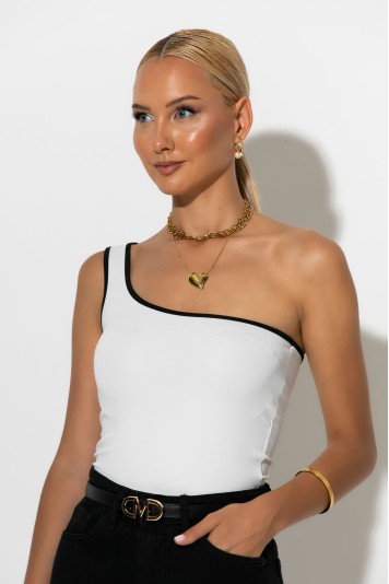 Crop top με έναν ώμο ροζ