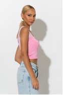 Crop top με έναν ώμο ροζ