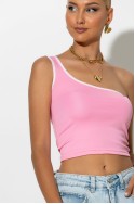 Crop top με έναν ώμο ροζ