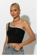 Crop top με έναν ώμο μαύρο Crop top με έναν ώμο μαύρο