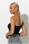 Crop top με έναν ώμο μαύρο Crop top με έναν ώμο μαύρο
