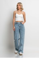 Crop top τιραντέ με σούρες στο στήθος λευκό Crop top τιραντέ με σούρες στο στήθος λευκό