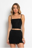 Crop top τιραντέ με τετράγωνη λαιμόκοψη μαύρο Crop top τιραντέ με τετράγωνη λαιμόκοψη μαύρο