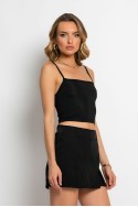 Crop top τιραντέ με τετράγωνη λαιμόκοψη μαύρο Crop top τιραντέ με τετράγωνη λαιμόκοψη μαύρο