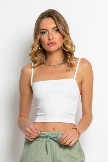 Crop top τιραντέ με τετράγωνη λαιμόκοψη μαύρο