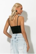 Crop top τιραντέ με τετράγωνη λαιμόκοψη μαύρο Crop top τιραντέ με τετράγωνη λαιμόκοψη μαύρο