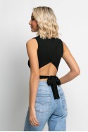 Crop top με ανοιχτή πλάτη και δέσιμο πίσω μαύρο Crop top με ανοιχτή πλάτη και δέσιμο πίσω μαύρο