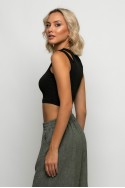 Crop top με άνοιγμα στους ώμους μαύρο Crop top με άνοιγμα στους ώμους μαύρο